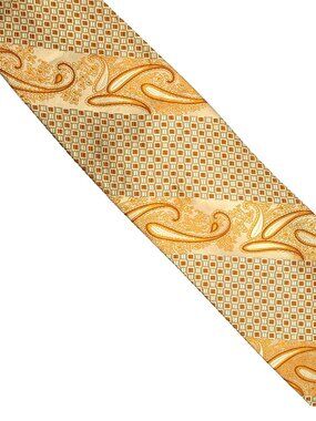 Bruno Conte Ivory Rust-Orange Paisley Geometric Handmade Tie Necktie 4 x 59